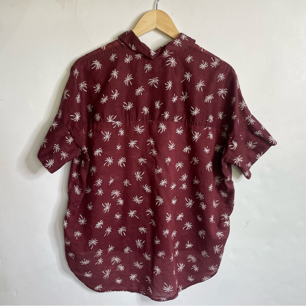 MADEWELL Courier Shirt in Palm Tree, M, maroon